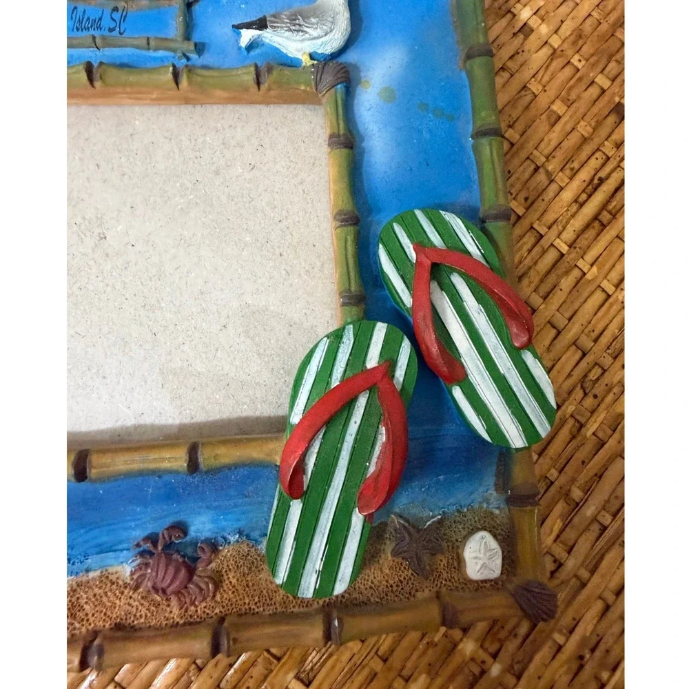 Hilton Head Island SC Resin Beach Picture Frame Lighthouse Flip Flops Bamboo